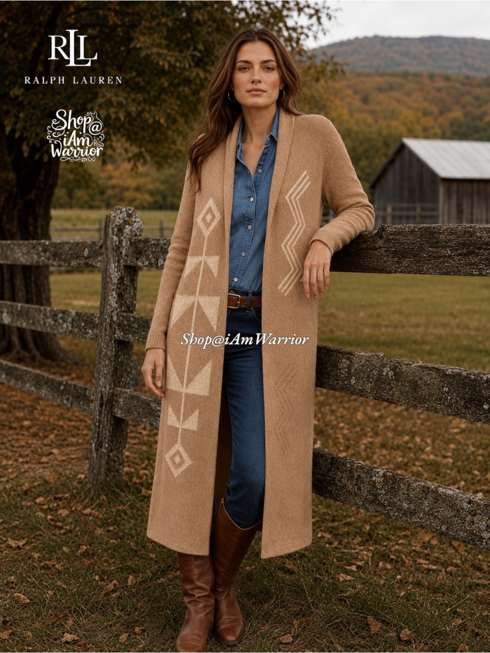 LRL Camel & Cream Tribal Intarsia
Knit Duster *shop@iamwarrior - Picture 1 of 10
